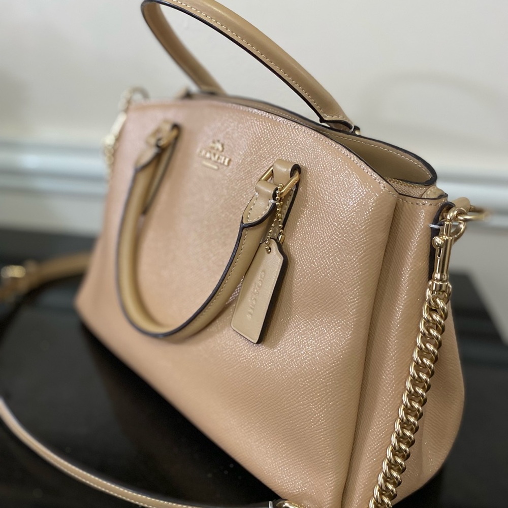 Coach tan Leather Satchel tote bag